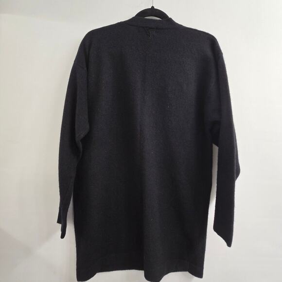 Magnolia Womens Wool Angora Cardigan Sweater M Black Embroidered ArtToWear Money - Picture 11 of 16